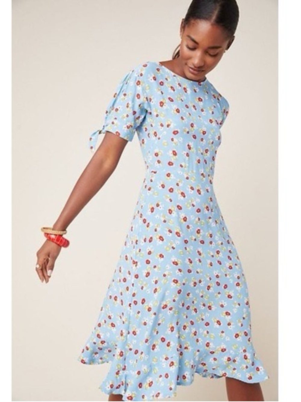 NWT Faithfull The Brand Dress Emilia Erin Midi in Blue Floral